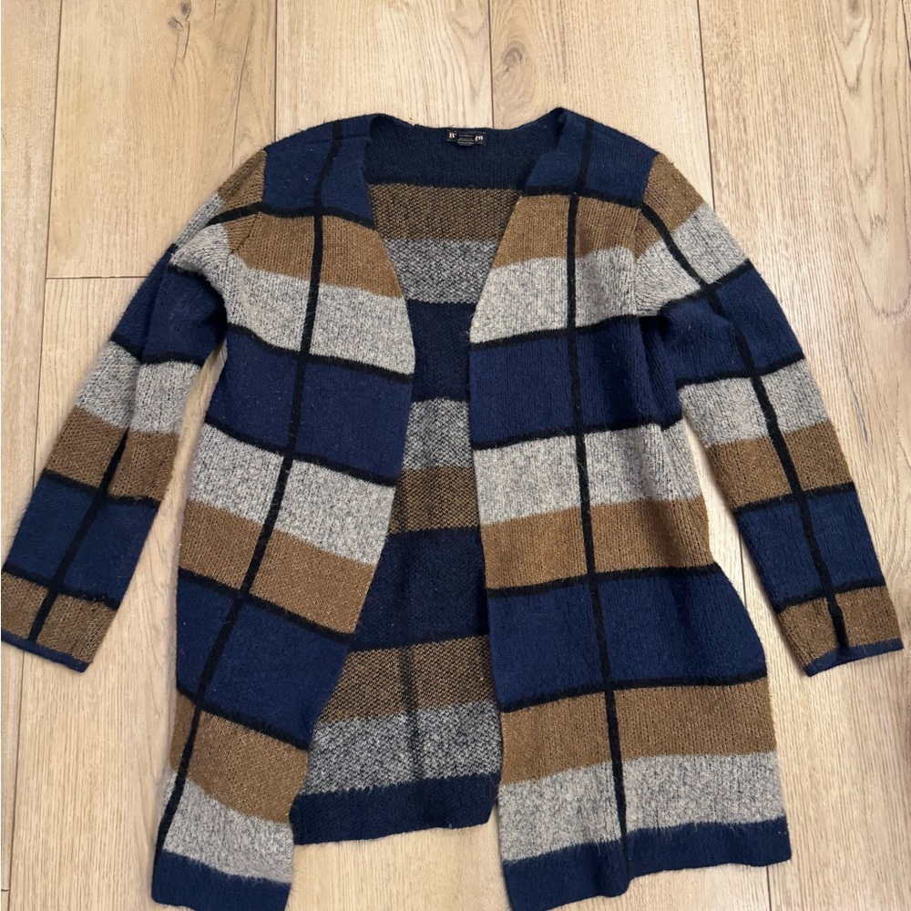 Plaid Open Front Cardigan Sweater